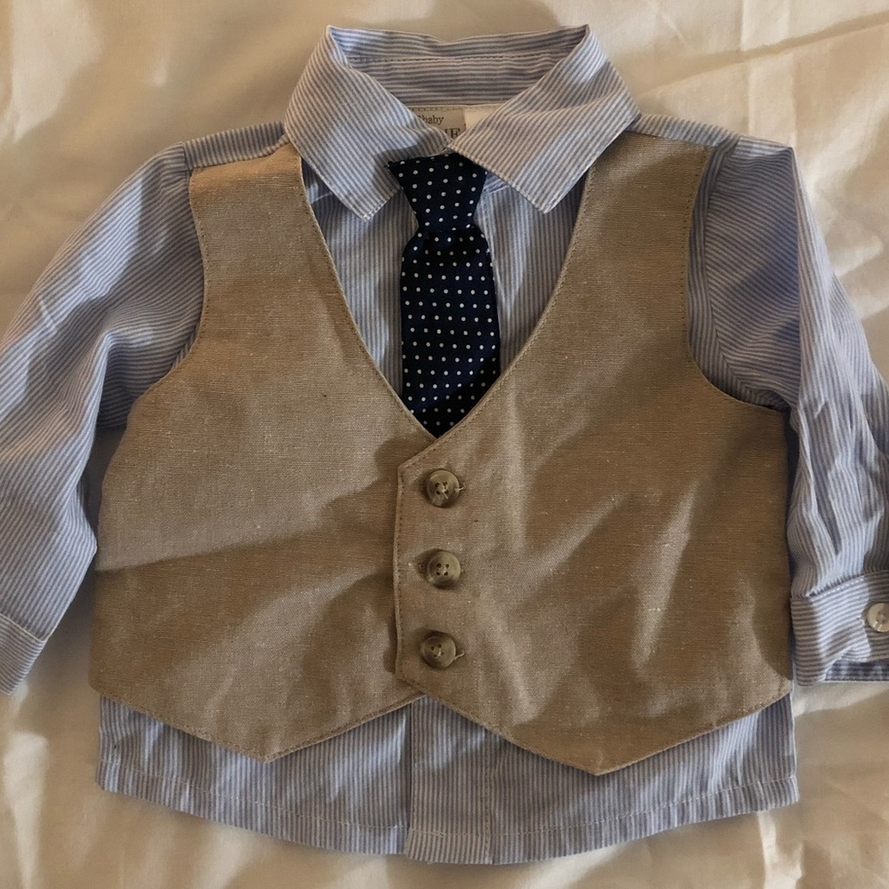 So freakin cute shirt, snap tie, vest - 3 mths baby